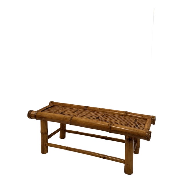 Bamboo & Rattan Midcentury Modern Bench For Sale
