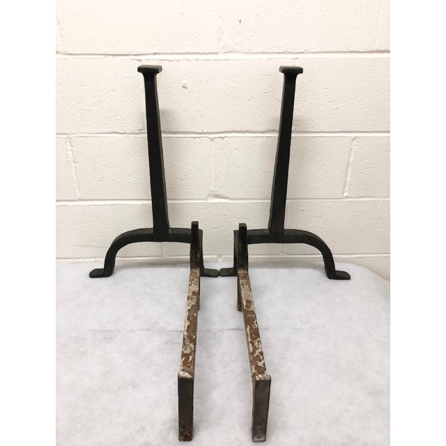 Antique Gustav Stickley Model #237 Black Wrought Iron Craftsman Andirons- a Pair For Sale - Image 12 of 12