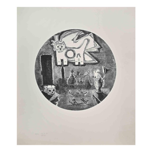 Gianpaolo Berto, The Cat, Etching, 1974 For Sale