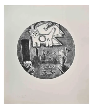 Gianpaolo Berto, The Cat, Etching, 1974