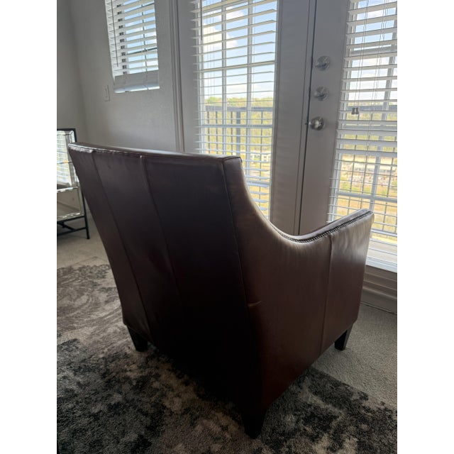 Bernhardt Brown Leather Club Chair With Nailhead Trim For Sale - Image 11 of 13
