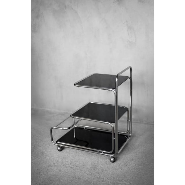Vintage Mid-Century Modern German Bauhaus Chrome & Glass Serving Trolley, 1960s For Sale - Image 18 of 18