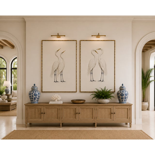 Paper Neutral Crane Studies 1 - 2, Coastal Bird Art Diptych, Set of 2 Prints, 20" X 30" For Sale - Image 7 of 10