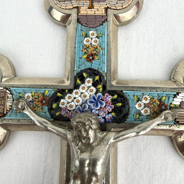 Antique Roma Micromosaic Wall Cross 8.25” For Sale - Image 11 of 12