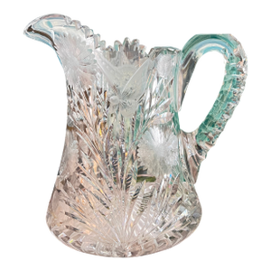 Early 20th Century American Brilliant Cut Glass Pitcher With Butterflies