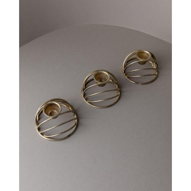 Vintage Brass Candleholders, Italy, 1970s, Set of 3 For Sale - Image 6 of 11