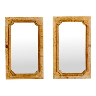 Circa 1900 French Pair of Oak Wall Mirrors For Sale