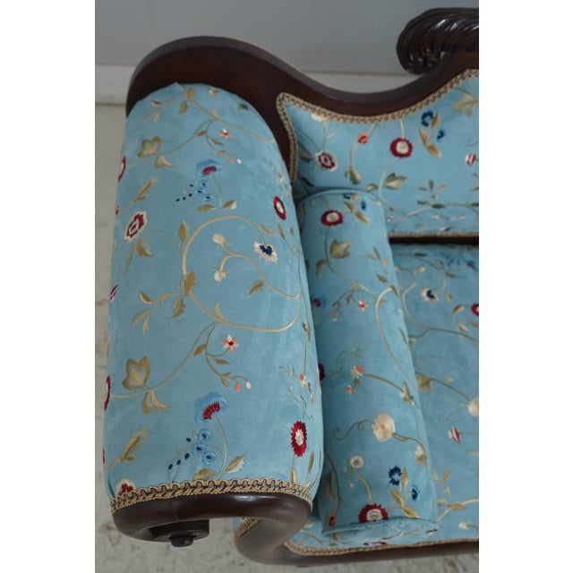 19th Century American Empire Antique Sofa W. Crewel Upholstery For Sale - Image 5 of 18