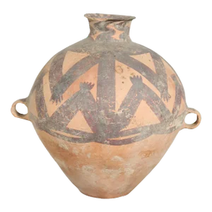 4000 BC Chinese Neolithic Period Terracotta Geometric Décor Storage Jar