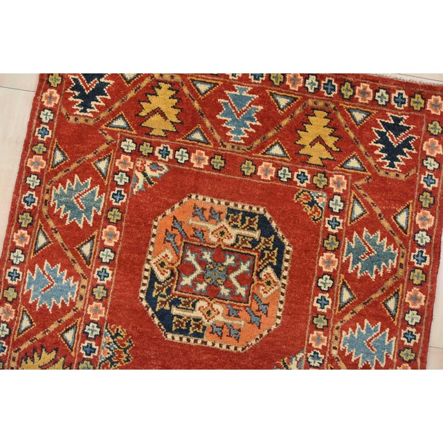 Kazak Runner 2’8” X 13’6” Red Wool Tribal Hand-Knotted Oriental Rug For Sale In Philadelphia - Image 6 of 13
