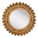 Gold Gilt Glass Geometric Mirror in the Manner of Line Vautrin For Sale