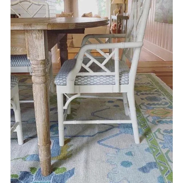 Modern Handknotted Oushak Rug in Shades of Blue, Green & Goldenrod, 6' x 9' For Sale - Image 4 of 6