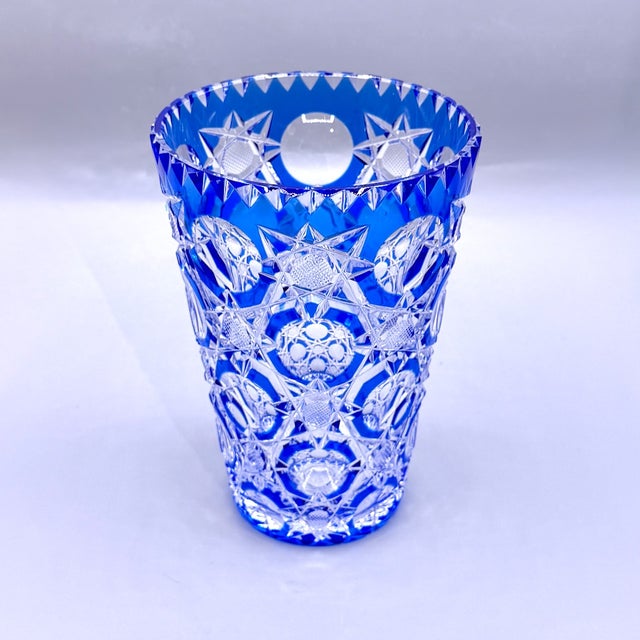 Art Deco Blue Cut-to-Clear Crystal Constellation Vase by Steven & Williams, 1930s For Sale - Image 10 of 18