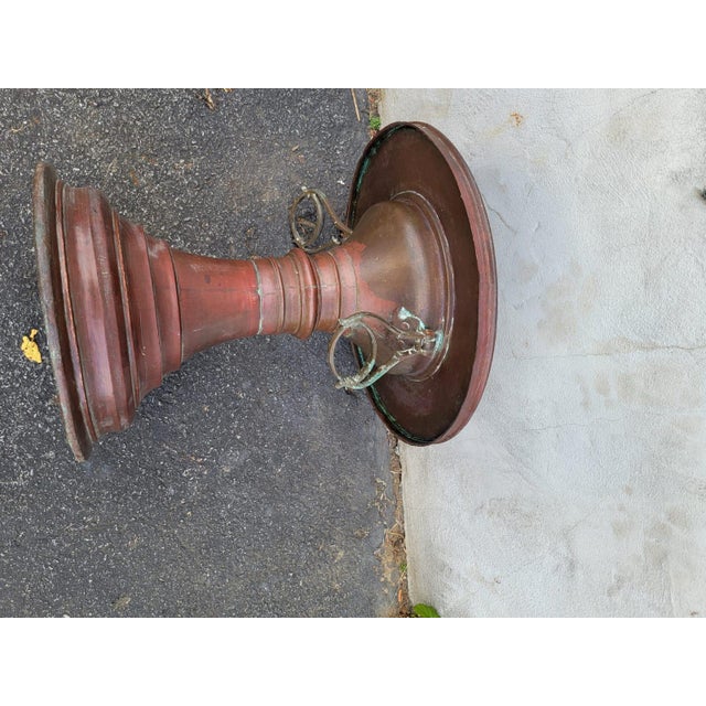 Metal Early 20th Century Copper Brazier Temple-Sized Censer with Bird Finial For Sale - Image 7 of 8