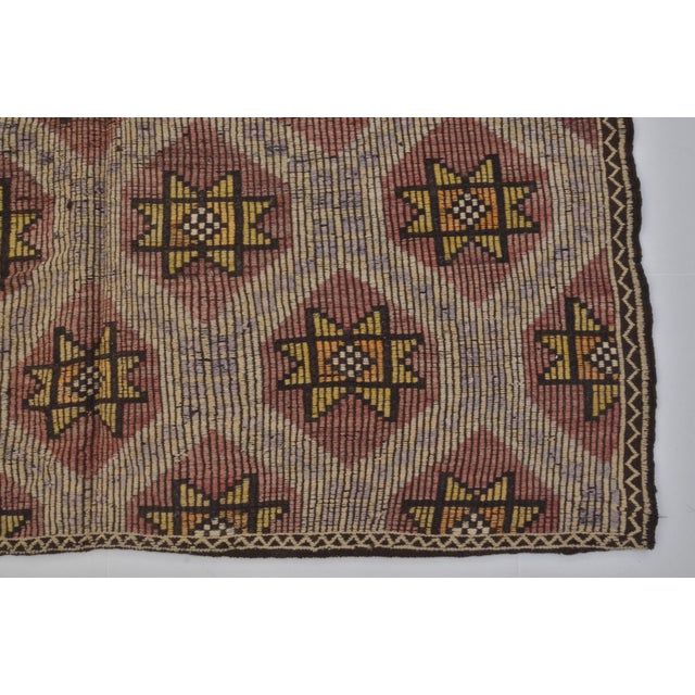 Tan 1960s Oushak Geometric Wool Kilim Rug For Sale - Image 8 of 10