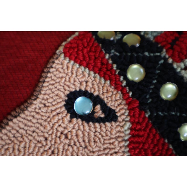Vintage Judi Boisson 2004 Hand-Hooked Figural Pillow Covers in Cranberry Red - Pair, Unused For Sale - Image 15 of 18