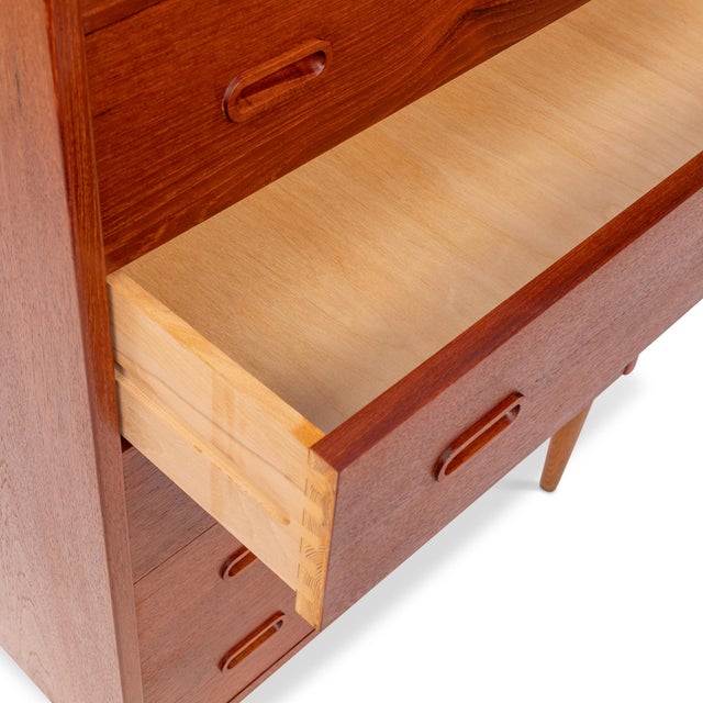 Vintage Danish Mid-Century Six-Drawer Teak Tallboy Dresser 1960s For Sale In San Francisco - Image 6 of 10