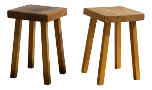 Set of Vintage Wood Stools by Charlotte Perriand for Mountain Les Arcs, 1960s