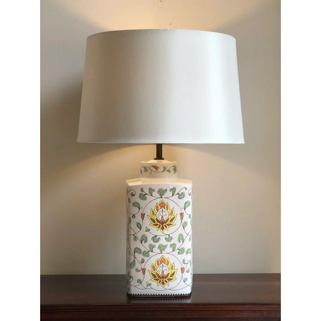 Vintage Lotus Flower Ceramic Table Lamp For Sale In Baltimore - Image 6 of 13
