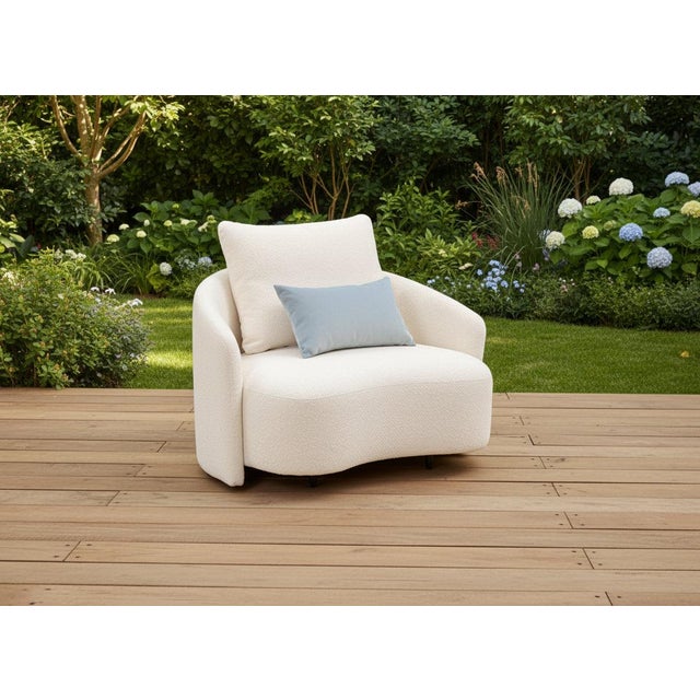 2020s Serene Outdoor Arm Chair – Cream Bouclé All-Weather Lounge Seating For Sale - Image 5 of 5