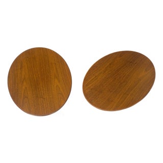 Pair of Knoll Saarinen Oval Walnut Tulip Side End Tables Stands Mint! For Sale