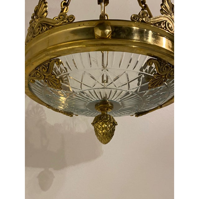 French 1900's French Empire Gilt Bronze Chandelier With Cut Glass For Sale - Image 3 of 9