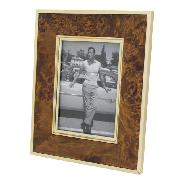Montagnani Italy Metal and Walnut Wood Picture Frame, 1970s For Sale