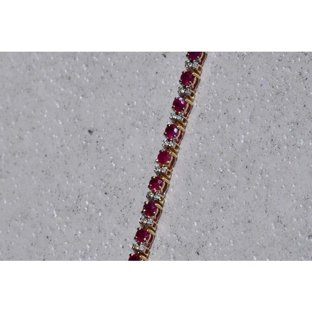 Contemporary The Arcadia Lite: Natural Ruby and Diamond Tennis Bracelet For Sale - Image 3 of 4