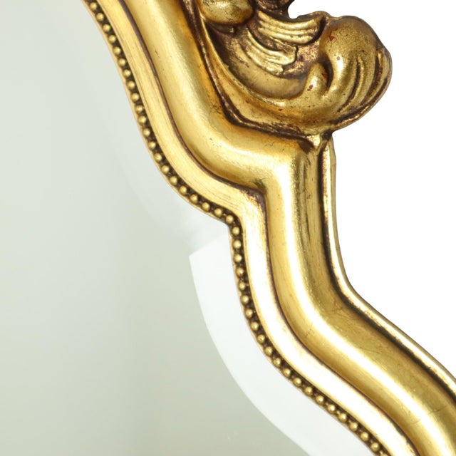French Gold Leaf Gilded Crested Mirror, 1950s For Sale - Image 4 of 15