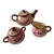 This lovely pink and copper lustreware hand-painted miniature tea set was made in 1940s England. Perfect for a collectible...