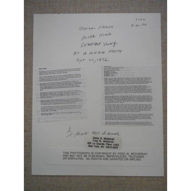 At a media party with Gordon Parks, Alan King and Genevieve Young. Veteran Village Voice photographer Fred W. McDarrah...