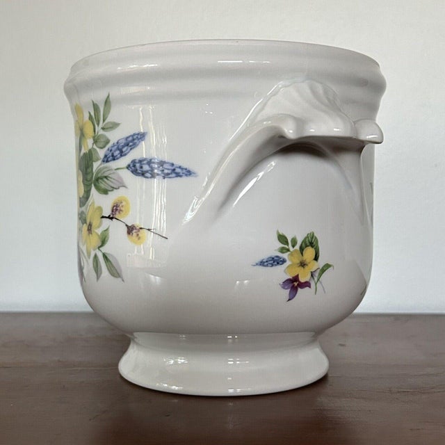 Mid 20th Century Vintage Limoges France Porcelain Cachepot With Flowers For Sale - Image 5 of 6