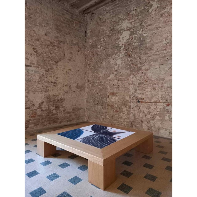 "Disegno Cinque" table by Meccani Studio for Meccani Design. Beautiful oak coffee table with a design in the center. The...