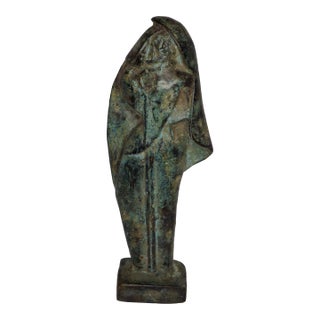 Vintage MCM Brutalist Verdigris Bronze Sculpture Hooded Cloaked Figure Monk 9" For Sale