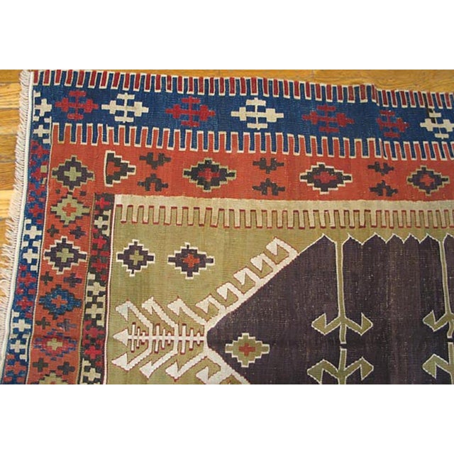 1890s Brown Medallion Antique Turkish Anatolian Flat-Weave Prayer Rug 3'7" X 4'10" Wool Carpet For Sale In New York - Image 6 of 6