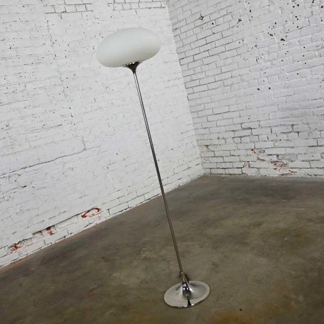 Mid 20th Century Mid-Century Modern Floor Lamp Chrome With Frosted Glass Mushroom Globe by Laurel Lamp Co. For Sale - Image 6 of 13