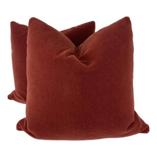 Schumacher "San Carlo Mohair" in Color Sienna 22" Pillows-A Pair For Sale