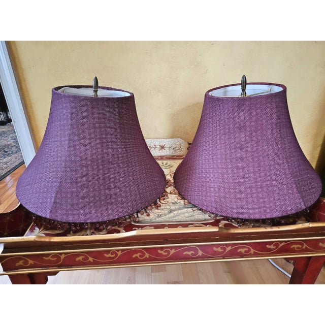 1990s Chinoiserie Pink Porcelain Peacock Ginger Jar Table Lamps With Shades - a Pair For Sale - Image 10 of 12
