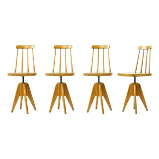 Vintage Swivel Piano Stools, Czechoslovakia, 1960s, Set of 4 For Sale