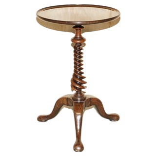 Antique George III Hardwood Side Table with Spiral Column, 1800 For Sale