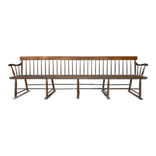Antique Wooden Farmhouse Bench For Sale