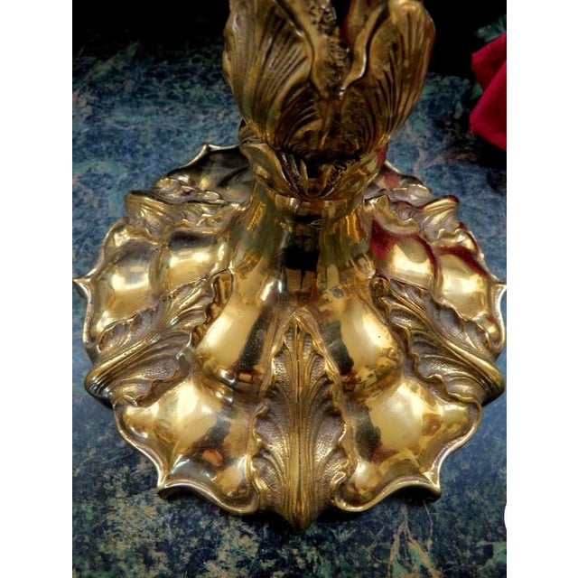 Gorgeous Set Brass Candle Holders For Sale - Image 11 of 11