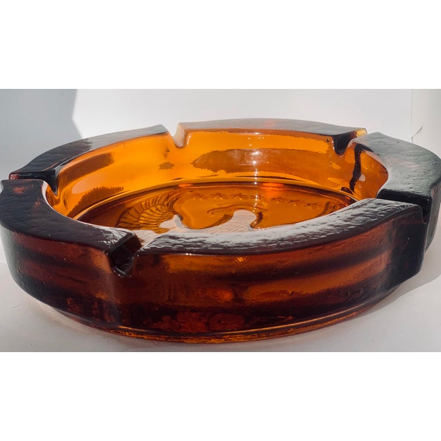 Vintage ExtraLarge Federal Eagle Amber Glass Ashtray Chairish