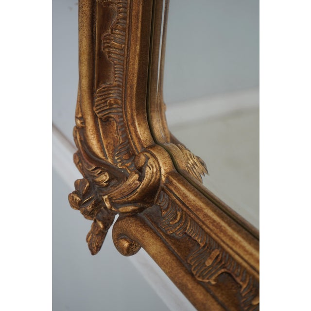 Glass Ethan Allen Large Gold Frame French Style Mirror For Sale - Image 7 of 12