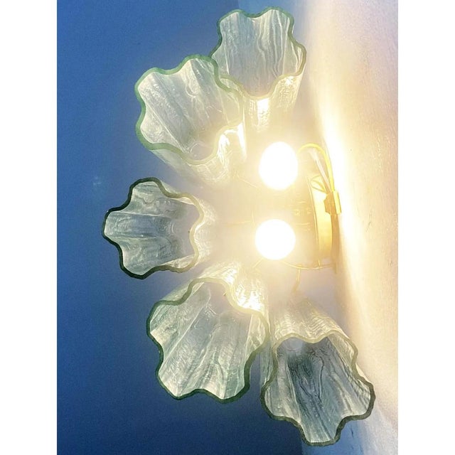 Glass Italian Murano Glass Tronchi Wall Sconces in Green Tone by Simoeng, Set of 2 For Sale - Image 7 of 9