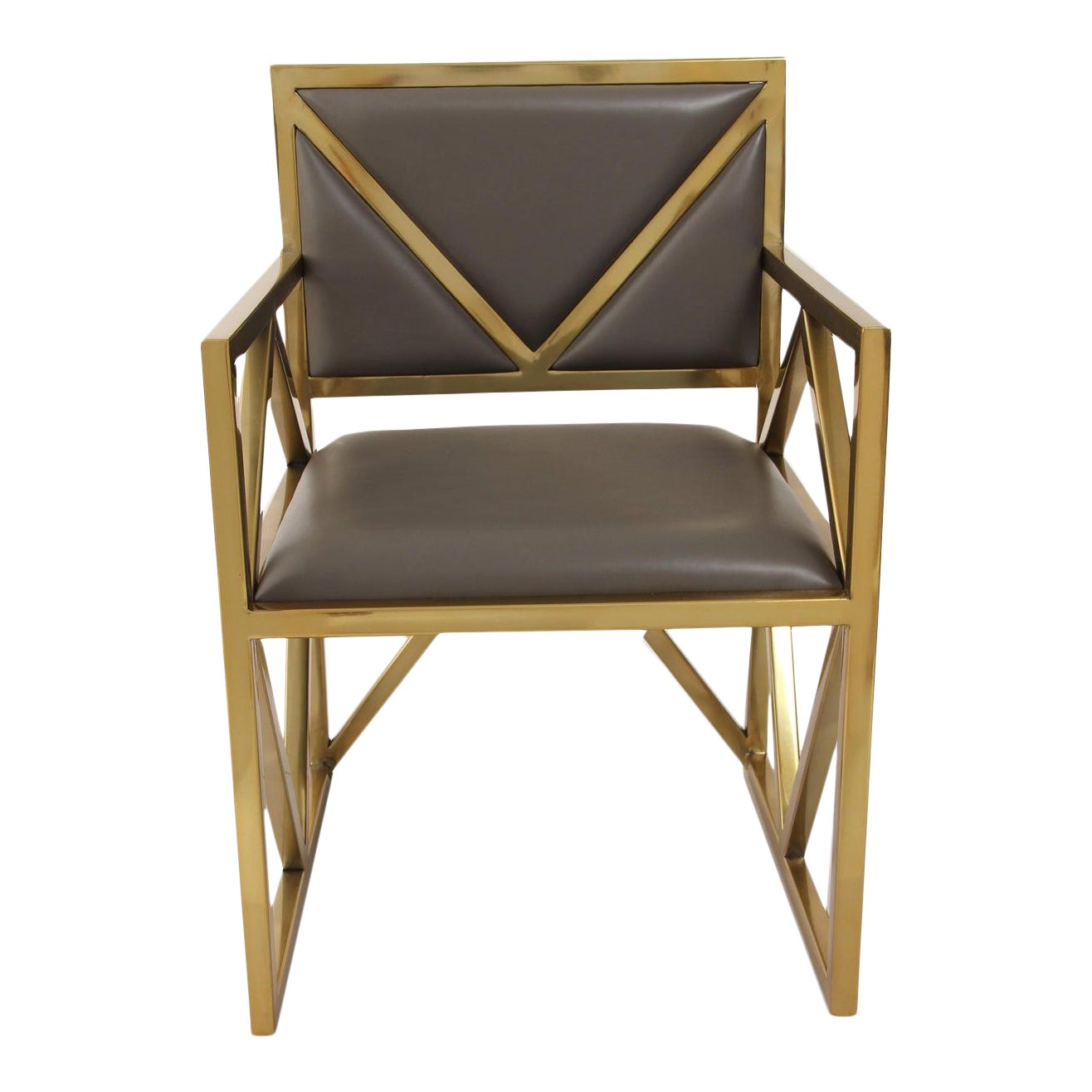 Contemporary Gray Leather X Arm Chair Chairish