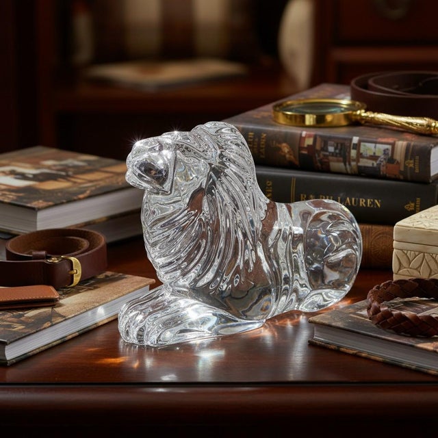 Majestic Waterford crystal lion figurine showcasing the brand's renowned brilliance and sculptural craftsmanship. Produced...