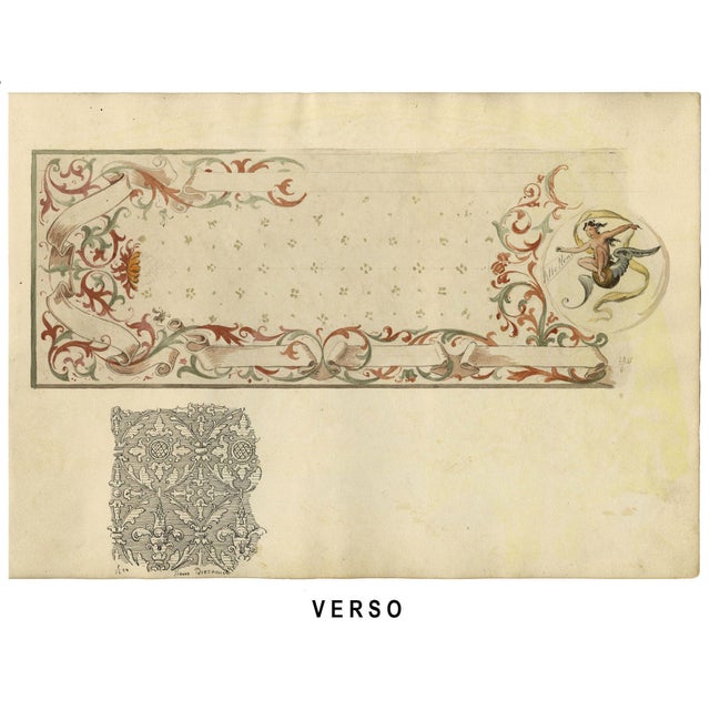 Paper Josef Kott, Ceiling Frescoes at the Camera Di San Paolo and Correggio, 1800s, Watercolour For Sale - Image 7 of 9