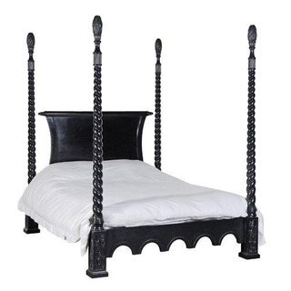 French Louis XV Provincial Black Four Poster Bed For Sale