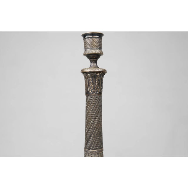 Large French Silvered Copper Candlestick, 1890s For Sale - Image 6 of 10